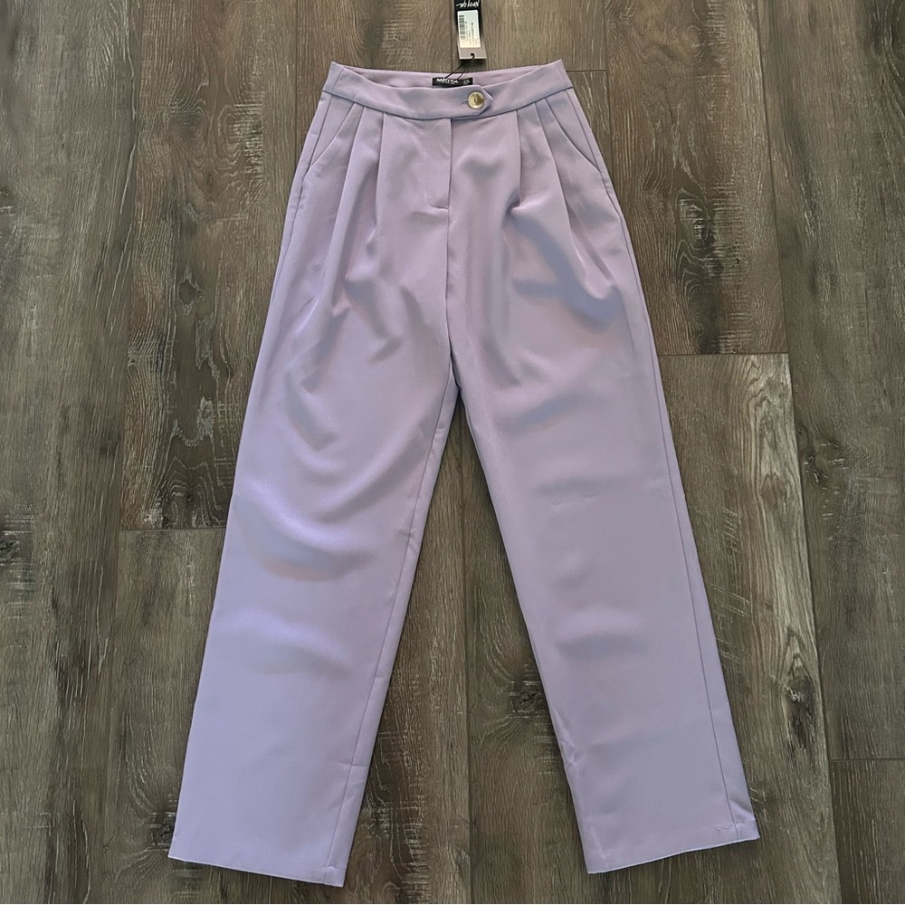 NWT Nasty Gal Straight Leg Front Pleat Trouser Pant Lilac Size 6
